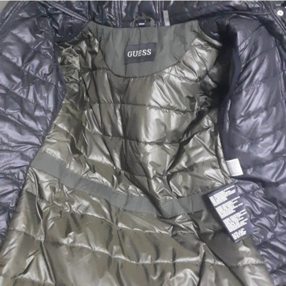 Guess Winter Ski Jacket Insert Quilted Puffer Hooded Trench Coat Small - Picture 13 of 14